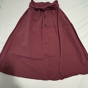 Elegant Burgundy Button-Down Skirt